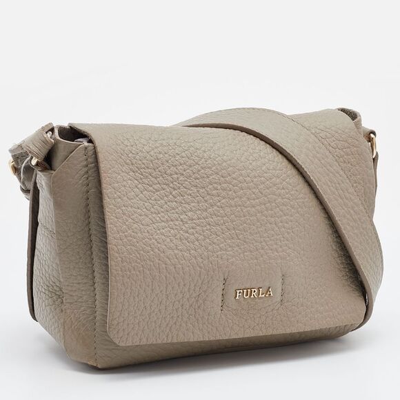 Furla Grey Leather Flap Crossbody Bag - Picture 3 of 4